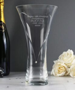 Personalised Large Hand Cut Diamante Heart Vase with Swarovski Elements