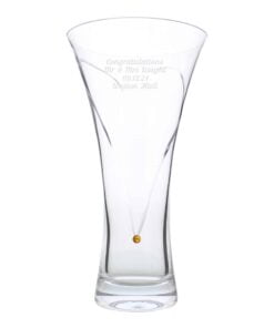 Personalised Large Hand Cut Gold Diamante Heart Vase with Swarovski Elements