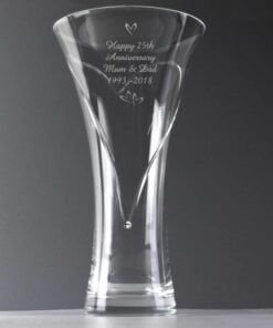 Personalised Large Hand Cut Little Hearts Diamante Vase with Swarovski Elements