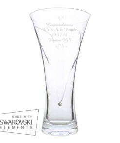 Personalised Large Hand Cut Little Hearts Diamante Vase with Swarovski Elements