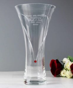 Personalised Large Hand Cut Ruby Diamante Heart Vase with Swarovski Elements