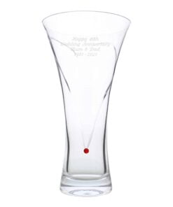 Personalised Large Hand Cut Ruby Diamante Heart Vase with Swarovski Elements
