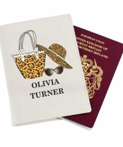 Personalised Leopard Print Cream Passport Holder