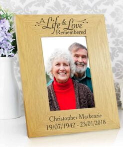 Personalised Life & Love 4×6 Oak Finish Photo Frame