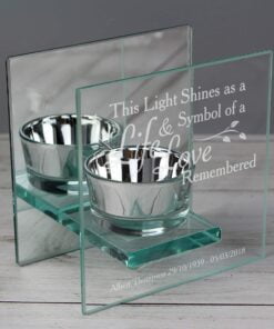 Personalised Life & Love Mirrored Glass Tea Light Candle Holder