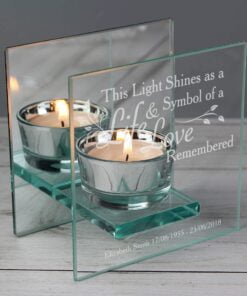 Personalised Life & Love Mirrored Glass Tea Light Candle Holder