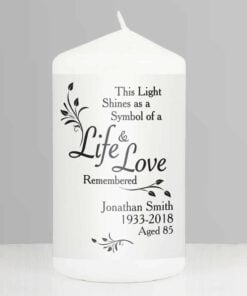 Personalised Life & Love Pillar Candle