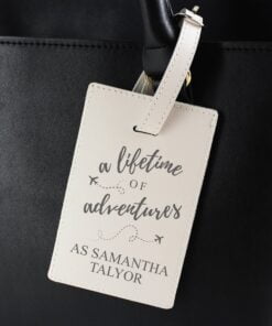 Personalised ‘Lifetime of Adventures’ Cream Luggage Tag