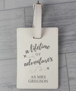 Personalised ‘Lifetime of Adventures’ Cream Luggage Tag