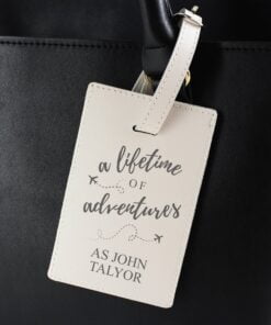 Personalised ‘Lifetime of Adventures’ Cream Luggage Tag