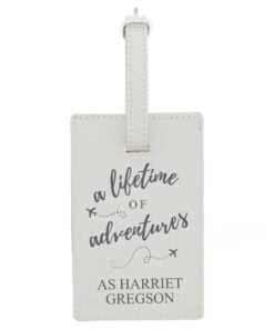 Personalised ‘Lifetime of Adventures’ Cream Luggage Tag