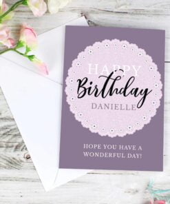 Personalised Lilac Lace Birthday Card