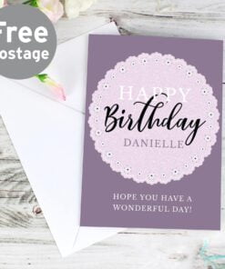 Personalised Lilac Lace Birthday Card