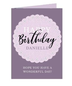 Personalised Lilac Lace Birthday Card