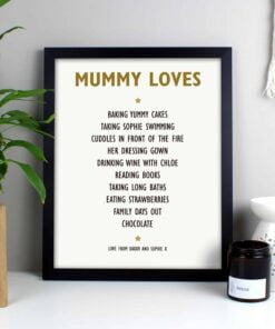 Personalised List of Love Black Framed Print