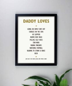Personalised List of Love Black Framed Print