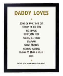 Personalised List of Love Black Framed Print