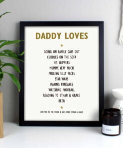 Personalised List of Love Black Framed Print