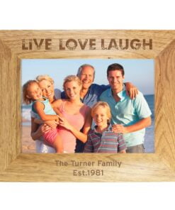 Personalised Live Love Laugh 7×5 Landscape Wooden Photo Frame