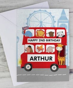 Personalised London Animal Bus Birthday Card