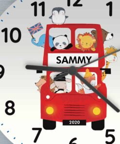 Personalised London Animal Bus Wooden Clock