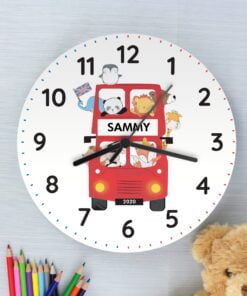 Personalised London Animal Bus Wooden Clock