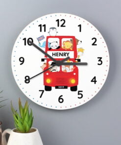Personalised London Animal Bus Wooden Clock