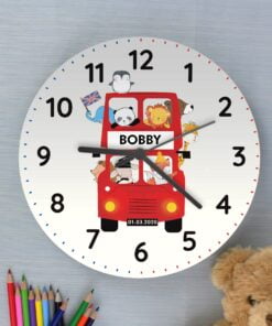 Personalised London Animal Bus Wooden Clock