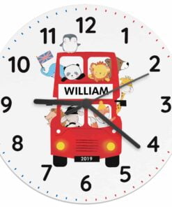 Personalised London Animal Bus Wooden Clock