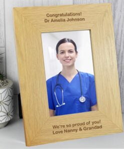Personalised Long Message 4×6 Oak Finish Photo Frame