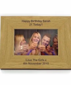Personalised Long Message 6×4 Landscape Oak Finish Photo Frame