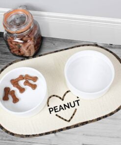 Personalised Love Heart Pet Bowl Placemat