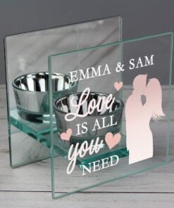 Personalised ‘Love is All You Need’ Mirrored Glass Tea Light Candle Holder