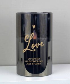 Personalised Love Smoked Glass LED Candle