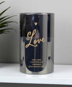 Personalised Love Smoked Glass LED Candle