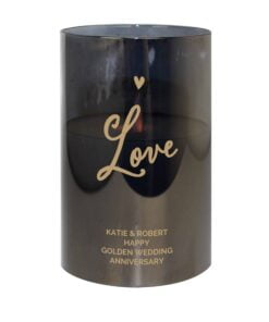 Personalised Love Smoked Glass LED Candle