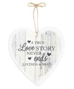 Personalised Love Story Large Wooden Heart Decoration