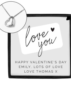 Personalised Love you Sentiment Silver Tone Necklace and Box