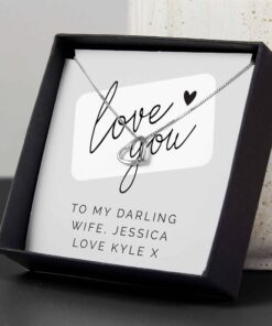 Personalised Love you Sentiment Silver Tone Necklace and Box