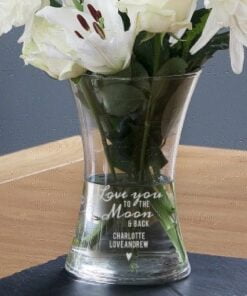 Personalised Love You To The Moon and Back Glass Vase