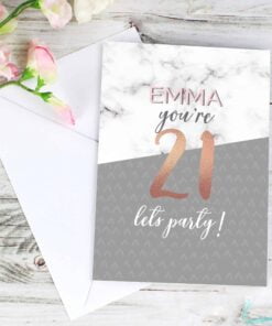 Personalised Marble and Rose Gold Birthday Card