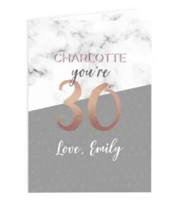 Personalised Marble and Rose Gold Birthday Card