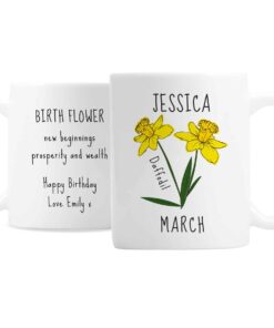 Personalised March Birth Flower – Daffodil Mug