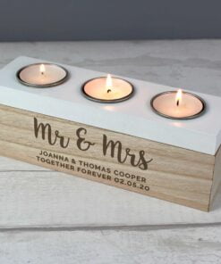 Personalised Married Couple Triple Tea Light Box
