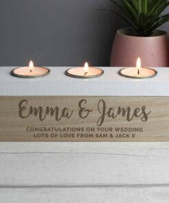 Personalised Married Couple Triple Tea Light Box