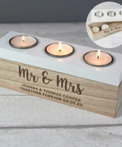Personalised Married Couple Triple Tea Light Box
