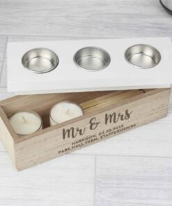 Personalised Married Couple Triple Tea Light Box