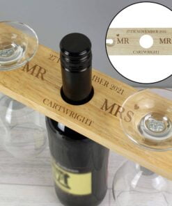 Personalised Married Couple Wine Glass & Bottle Butler