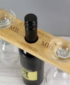 Personalised Married Couple Wine Glass & Bottle Butler