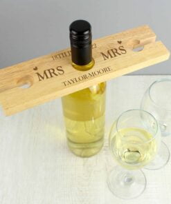 Personalised Married Couple Wine Glass & Bottle Butler